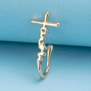 Faith Cross Gold Plated Nose Cuff/Ring